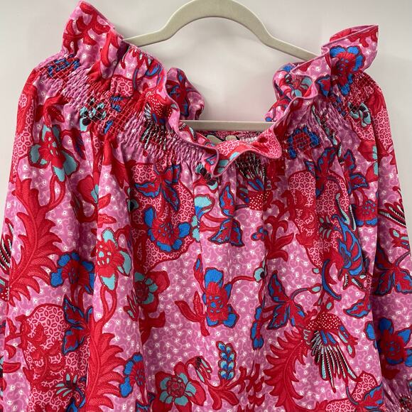 Tuckernuck Pink and Red Floral Off-Shoulder Blouse - Picture 4 of 10